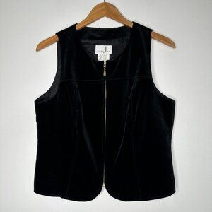 Studio Jax Black Vest Velvet Full Zip Minimalist Y2K Cotton Canada Size 12